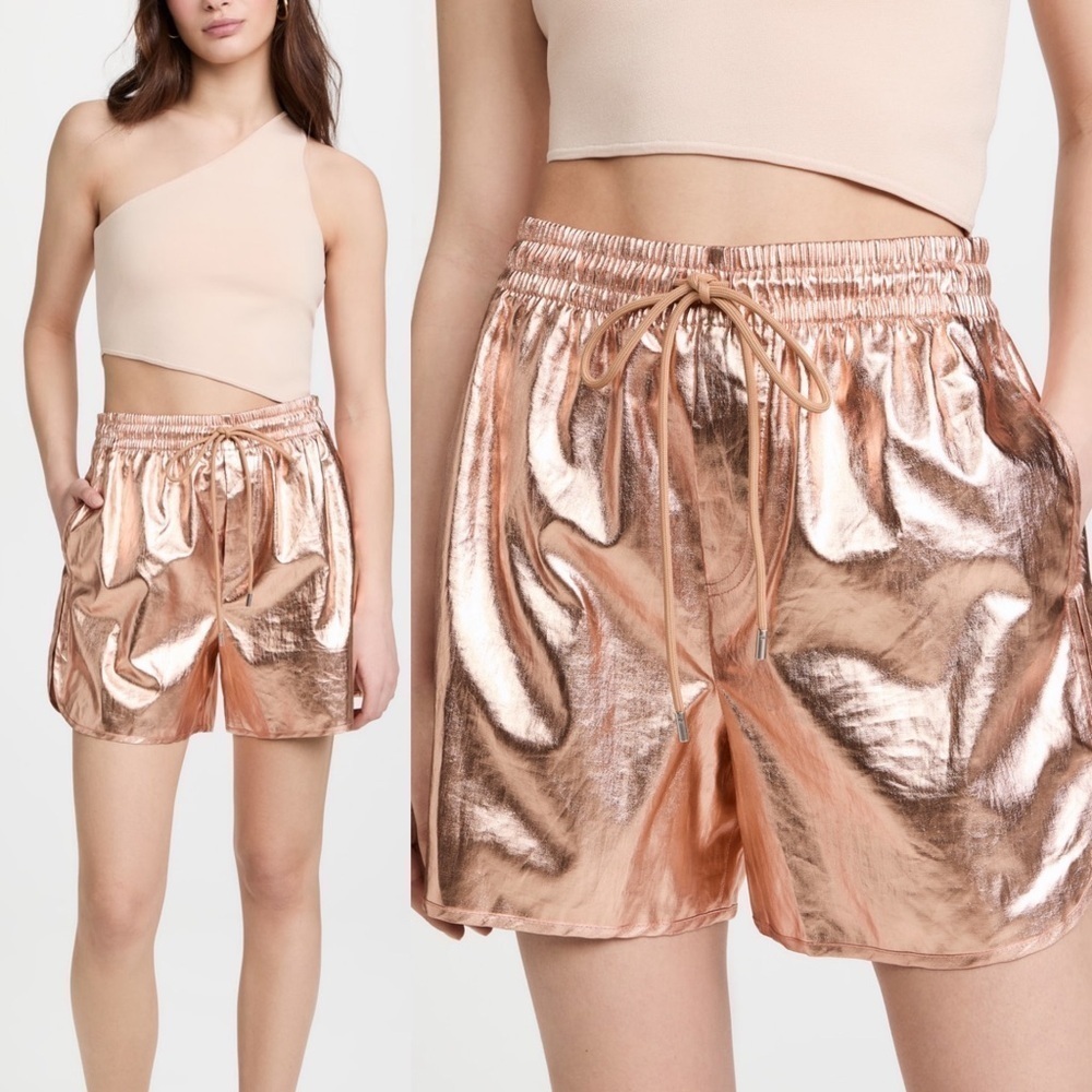 A.L.C. Metallic Gold Ryder Boxer Shorts Rose Gold High Waist - Small